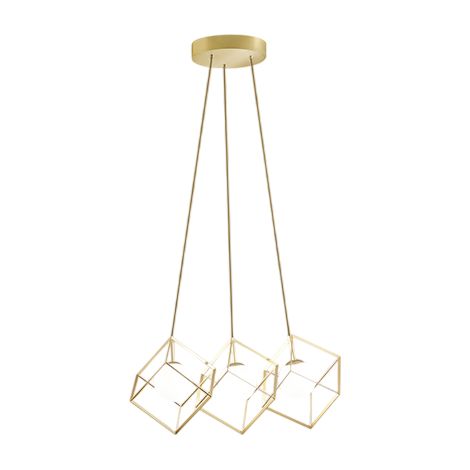 Lampe à suspension CUBE en métal couleur or mat Perenz 3 lampes G9