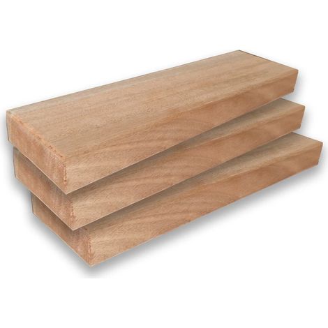 Mensola sospesa in Legno massello di Okumè, 42x11,5x4 cm - 3x (1/5)