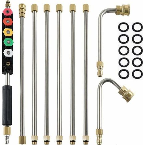 Barres d'extension pour nettoyeur haute pression, 4000PSI nettoyeurs Haute Pression Pointes de Lance de Remplacement télescopiques Outils de Nettoyage pour Le Lavage des fenêtres de Toit (1/5)
