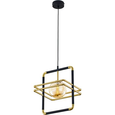 Lampada a sospensione FIORI oro/nero, sfera ambra G9 Jupiter (1/5)