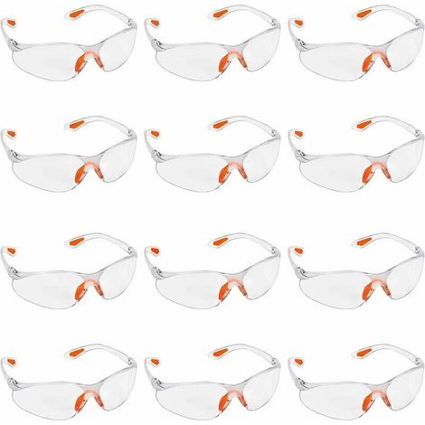 12 pcs Lunettes de Sécurité Transparentes, Lunette de Protection Travail, Surlunettes de Protection, Lunettes de Sécurité Chimie, pour Laboratoire Travail Équipement de Protection Individual (1/5)