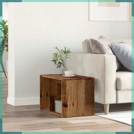 856540 Table d'appoint vieux bois 59x36x38 cm bois d'ingénierie (1/5)