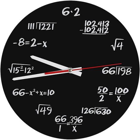 Horloge murale mathématique, horloge originale de 30 cm avec des équations mathématiques simples pour marquer les heures (1/5)