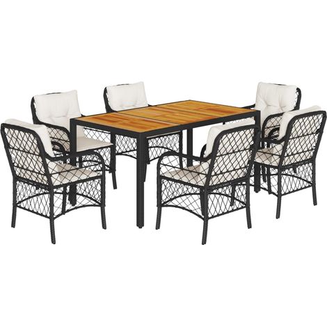 Maison Exclusive - Set de comedor de jardín 7 pzas y cojines ratá (1/5)