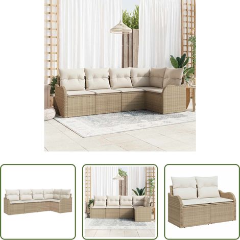Terrassensofa - Gartensofa-set mit Speicher 5 pcs Beige Poly-Rattan (1/5)