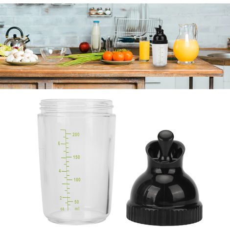 Shaker à vinaigrette 200 ml sans BPA, anti-fuite, avec couvercle, noir (1/5)