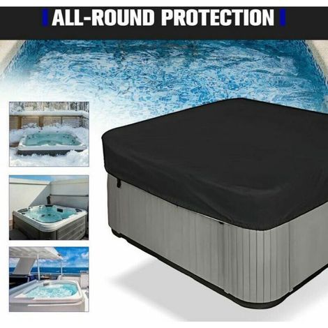 1 Housse de jacuzzi, Carrée 218x218x30 cm, Tissu 210D imperméable, Protection UV, Pour spa extérieur (1/4)