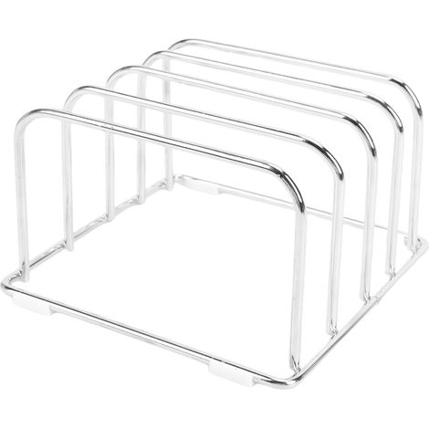 Range à Planches de Cuisine - Support Métallique 4 Espaces pour Rangement de Couteaux et Planches en Verre (1/5)