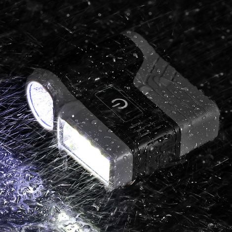 Lampe frontale LED COB à induction avec clip pour chapeau, étanche, pour la pêche en extérieur (noire). (1/5)