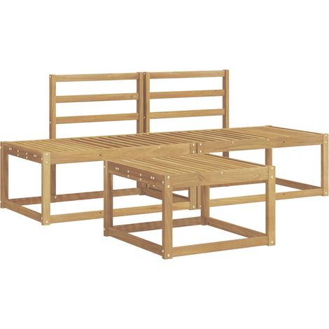 Set di divani da esterno 3 pcs Bianco Legno di Acacia Massello vidaXL