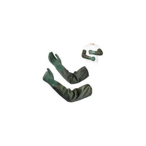 1 Paire Gants Longs 70cm Gant Menage en Caoutchouc Gant Protection Chimique Imperméables Étanches Antidérapants pour Nettoyage Étang Industrie Agriculture Pêche Construction (Bleu) (1/5)