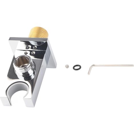 Support de coude de sortie de douche F-Y290 pour flexible, fixation murale en laiton avec finition brillante lisse, compatible avec pommeau de douche et douchette de bidet. (1/5)