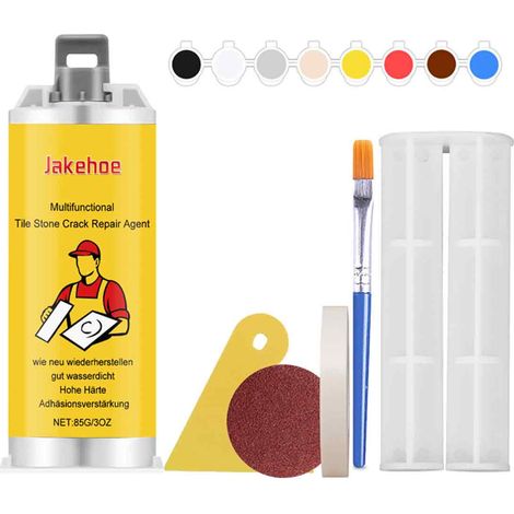 Kit de réparation de fissures pour carrelage et pierre avec 8 pigments de couleur, 85 g, séchage rapide, réparation longue durée – C (1/5)