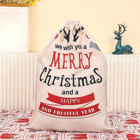 Sac Cadeau De Noël - En Toile - Pour Décoration D'Arbre De Noël Et Cadeaux - Idéal Pour Enfants Et Familles - Lot De 1 (1/3)