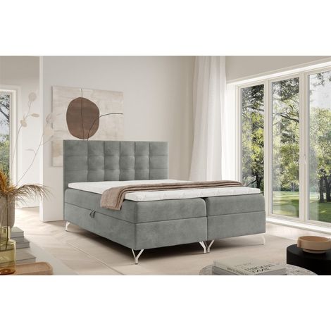 Boxspringbett Schlafzimmerbett CANDELA PREMIUM 120x220cm Stoff Coral Grau