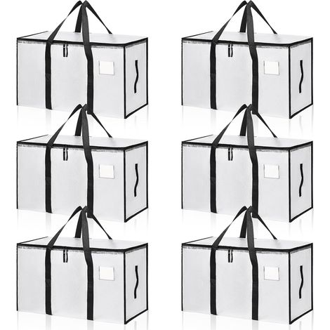 Lot de 6 Grands Sacs de Rangement pour Vêtements, Sacs Déménagement Pliables 90L avec Sangles de Sac à Dos et Poignées Solides, Alternative aux Cartons de Déménagement, Transparent (1/5)