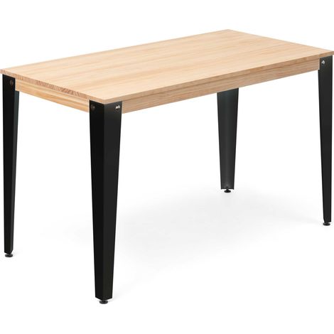 Mesa Lunds 140x80x75cm Fume en madera maciza de pino acabado natural estilo nórdico industrial Box Furniture (1/5)
