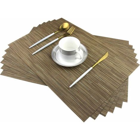 Set de 6 sets de table en bambou kaki pour table à manger,3045cm (1/5)