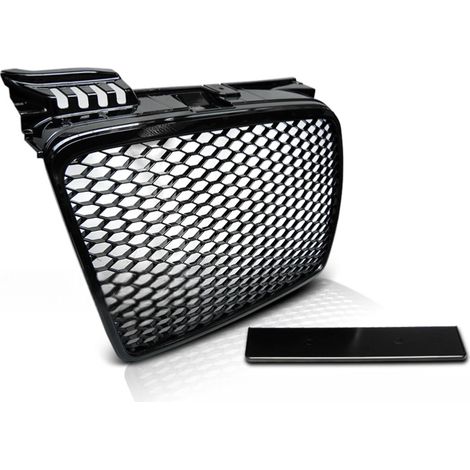 Grille calandre pour Audi A4 B7 de 11/2004 a 03/2008 Noir brillant look Sport-27318048 (1/4)