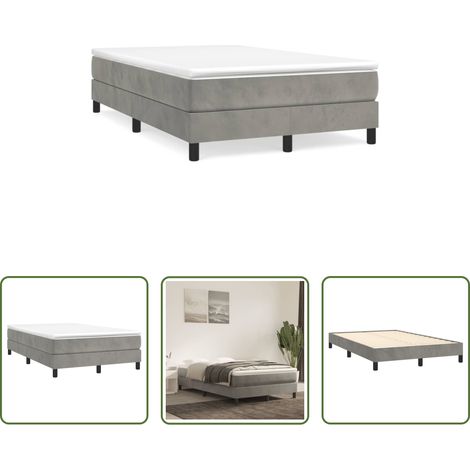 vidaXL Cama box spring con colchón terciopelo gris claro 120x190 cm (1/5)