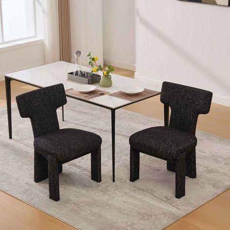 Lot de 2 chaises - WESTYLE - Modèle Chenille - dossier courbé - sans accoudoirs - pieds bois massif noir (1/5)