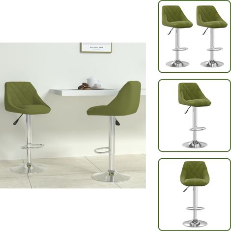 Taburete giratorio - vidaXL Taburete de cocina 2 unidades de terciopelo verde claro - Taburete ajustable