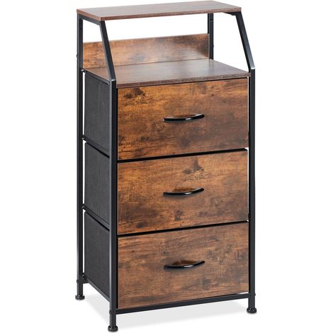 Cassettiera stile industriale 3 cassetti contenitore decorativo soggiorno corridoio 80 x 40 x 90 cm in MDF nero 130010862