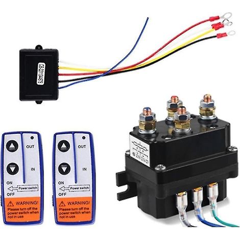 Kit double télécommande pour treuil 12 V 250 A avec relais solénoïde et contacteur à distance pour voiture, moto et véhicules tout-terrain. (1/5)