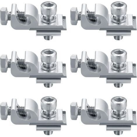 Lot de 6 clips de mise à la terre standard pour panneaux solaires, kit de fixation pour système de montage solaire, clips de support de montage, cosses de mise à la terre pour panneaux solaires (1/5)