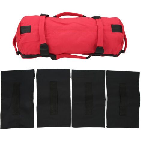 Sac de lestage de musculation en tissu Oxford, 6 poignées, réglage facile, sac de lestage multifonctionnel avec sacs de remplissage pour salle de sport intérieure, rouge (1/5)