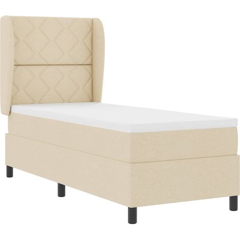 Box Spring Bed with Cushion Cream 80 x 200 cm Fabric vidaXL (1/5)
