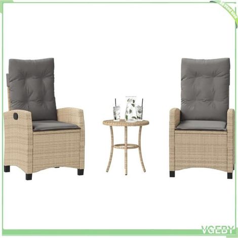 Ensemble de bistro 3 pcs - FAFEICY - 365229 - mélange beige - résine tressée - coussins amovibles (1/5)