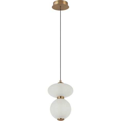 Sospensione decorativa oro vetro rigato LED 8W Italux NICO (1/3)