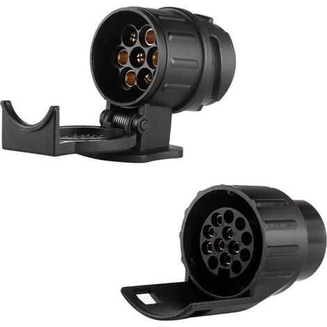 7 vers 13 Broches Adaptateur Prise Remorque et 13 vers 7 Broches Adaptateur Prise Remorque, 12V Étanche Adaptateur Connecteur, Convient Remorque Camion RV Voiture (7/13 et 13/7 Adaptateur) (1/5)