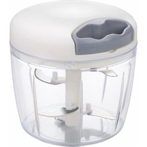 Mini-hachoir Manuel 900ml avec 5 lames en acier inoxydable, Coupe Oignon et Légumes, Mixeur Manuel pour Viande, Moderne et Pratique (1/4)