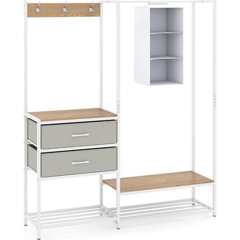 Pour Vêtements et Chaussures Dressing Penderie Ouverte Chambre Entrée Structure Métal et Tiroirs (1/3)
