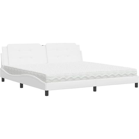 Maison Exclusive - Bett mit Matratze "Zadar" Weiß 200x200 cm Kuns (1/5)