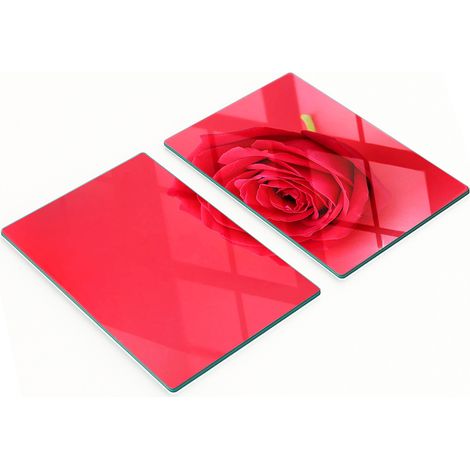 Tablas de servir de cristal para cocina con estampado de rosas rojas, 2 x 40 x 52 cm. (1/5)
