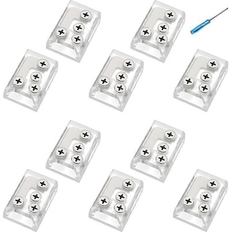 10 connecteurs d'angle LED avec montage à vis, 24V/5A, 2 pôles, 10 mm de long, compatibles avec les bandes LED COB monochromes, indice de protection IP20. (1/5)