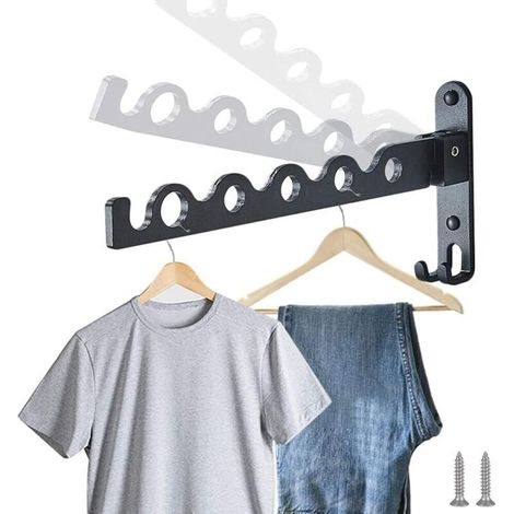 Toallero plegable de pared con tornillos para lavadero, baño y dormitorio tendedero que ahorra espacio para ropa de cama y prendas de vestir - Crezuo