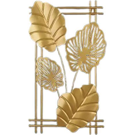 Décor Mur Fleurs Branches Fer Forgé Doré C-Style Pour Entrée TV (1/4)
