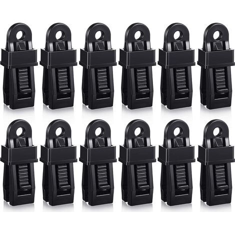 Clip Tente - Clip Crocodile Pour Bâche - Fixation Robuste Sans Perçage - Pour Toile De Camping, Auvent, Bâche Marine Et Abri Temporaire - Lot De 12 (1/5)