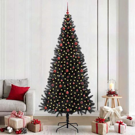 Weihnachtsbaum mit 300 LEDs mit Ständer Schwarz 240 cm PVC (1/5)