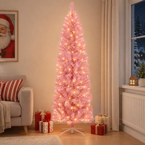 vidaXL Artificial Slim Christmas Tree 180 cm 300 LEDs Warm White (1/5)