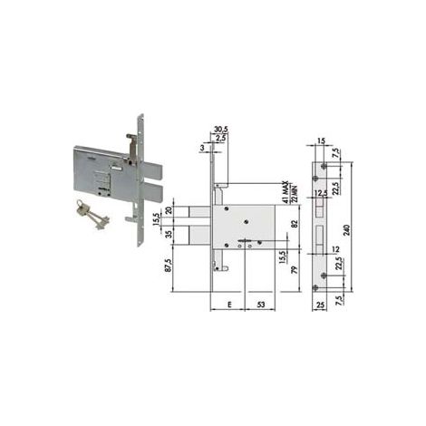 SERRATURA TRIPLICE DA INFILARE DOPPIA MAPPA DOPPIO CATENACCIO 57336- - mm.70 (57336700) - 1 pezzi CISA