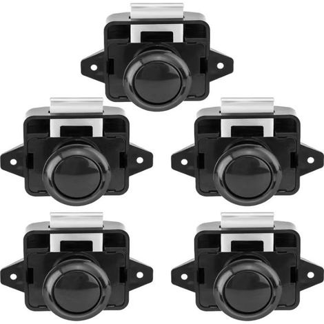 5PSC Push Button Lock Latch, Keyless Door Locks for RV Yacht Boat, Cabinet Door Handle Latch Pop Up Door Lock Nickel (1/4)
