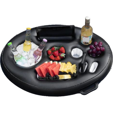 Gonflable Porte Gobelet Piscine, Bar Flottant Piscine 9 Trous avec Corde Traction, 2 en 1 Grand Plateau Piscine 75X50 Porte-Gobelet Flottant Portable (1/5)