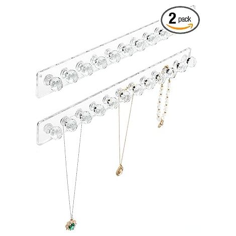 Supports muraux bijoux acrylique transparent, présentoir colliers rangement, organisateur accessoires beauté chambre (1/5)