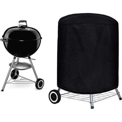 royaluxe -Housse Barbecue(77 x 58 cm), Rond Housse Bâche de Protection BBQ Couverture Anti-poussière Anti-UV Anti-Pluie pour Grill à Gaz Électrique Jardin Patio Weber avec Sac de Rangement(Noir) (1/5)