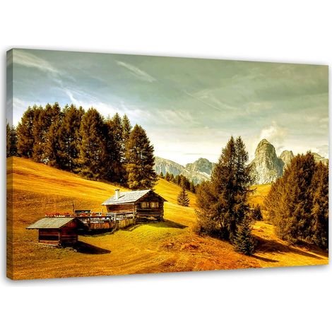 Tableau sur toile Cabane dans les montagnes 60x40 (1/5)